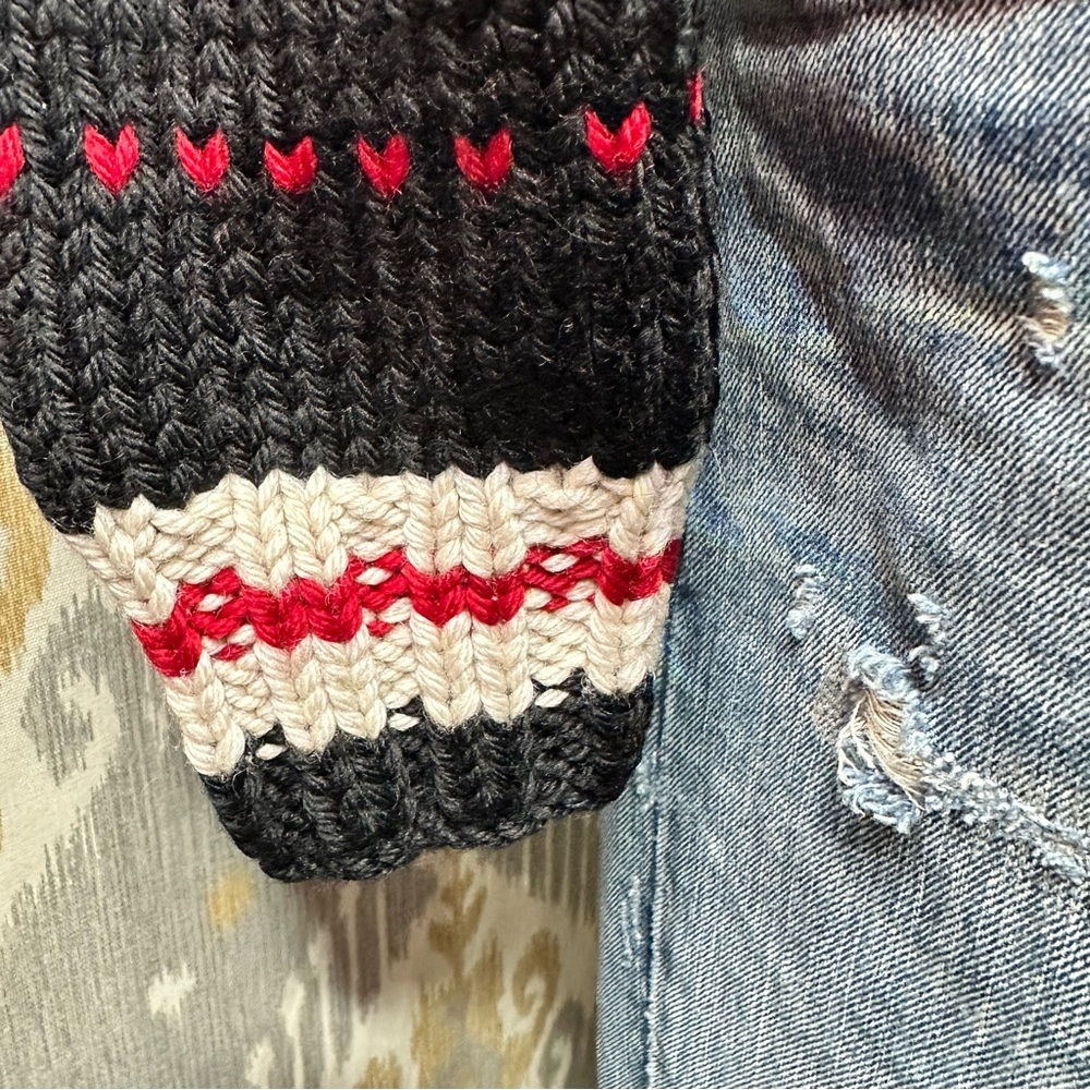 Polo Ralph Lauren Southwestern Aztec Hand-Knit Black Wool Shawl Collar Sweater - Picture 9 of 16